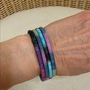 Vintage Bohemian Handmade Ombré Multicolor 4 Bangle Bracelet Set